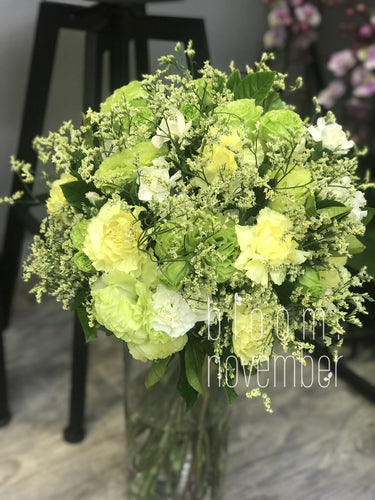 green carnation motherday bouquet